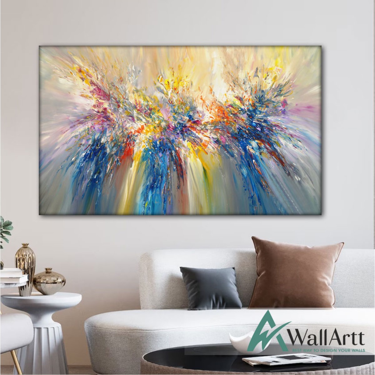 Abstract Color Explosion VI Textured Partial Oil Painting