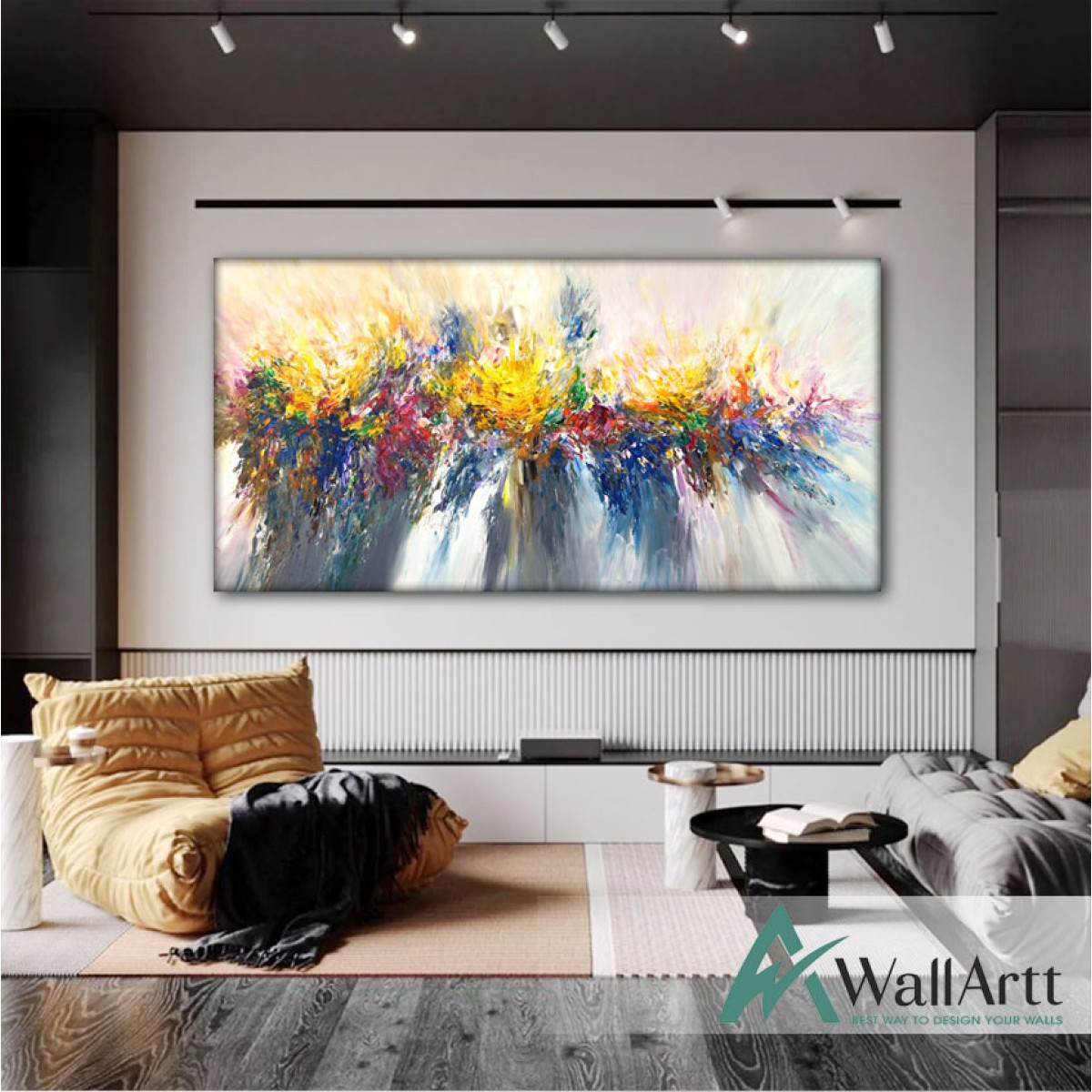 Abstract Color Explosion IX Textured Partial Oil Painting