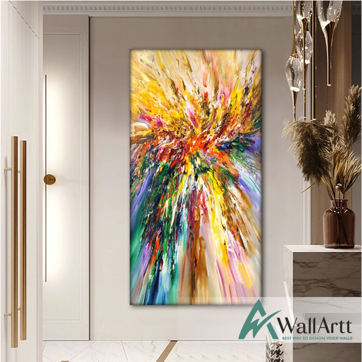 Abstract Color Explosion IV Textured Partial Oil Painting
