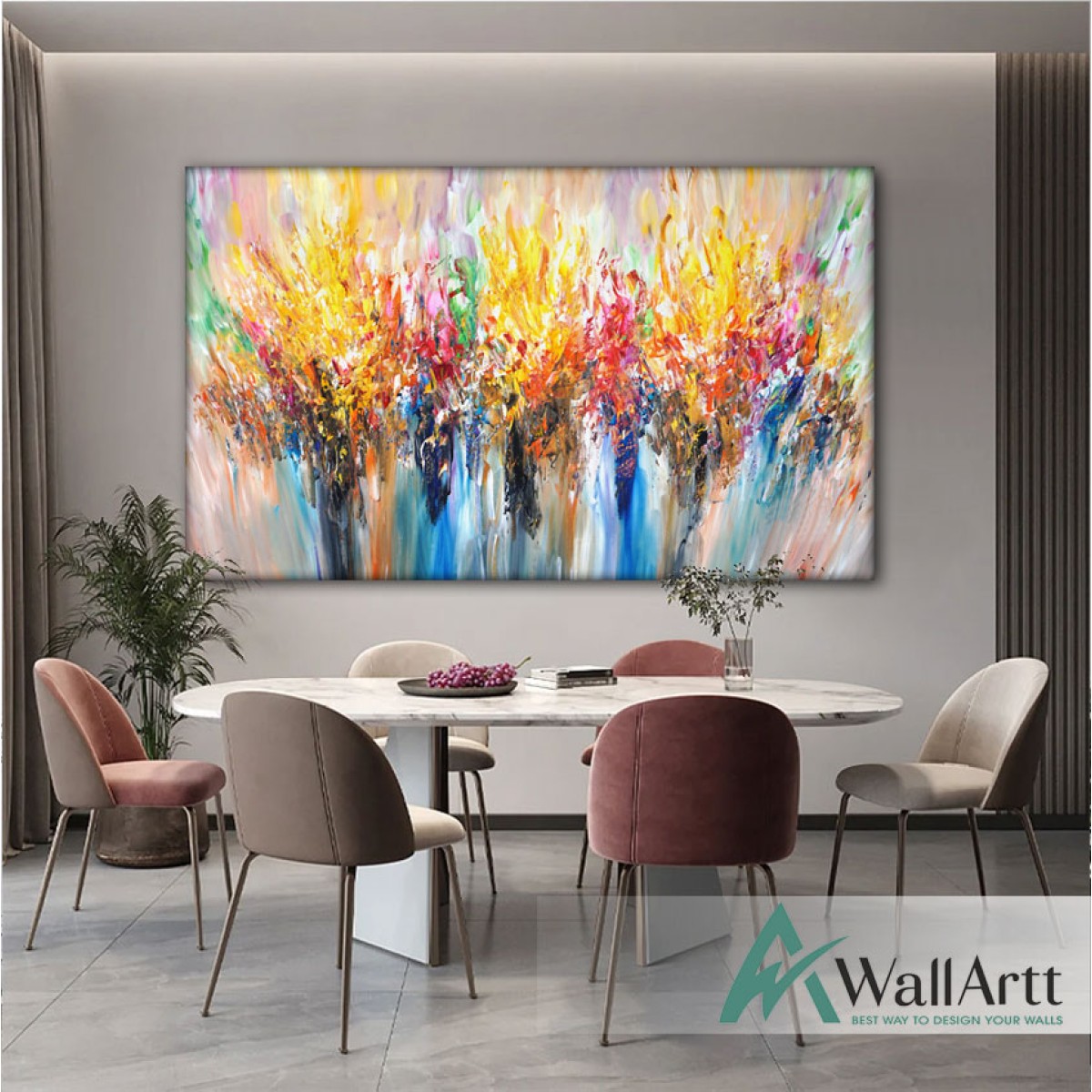 Abstract Color Explosion III Textured Partial Oil Painting