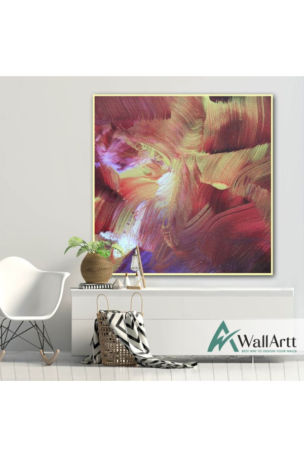 Abstract Red Waves Textured Partial Oil Painting
