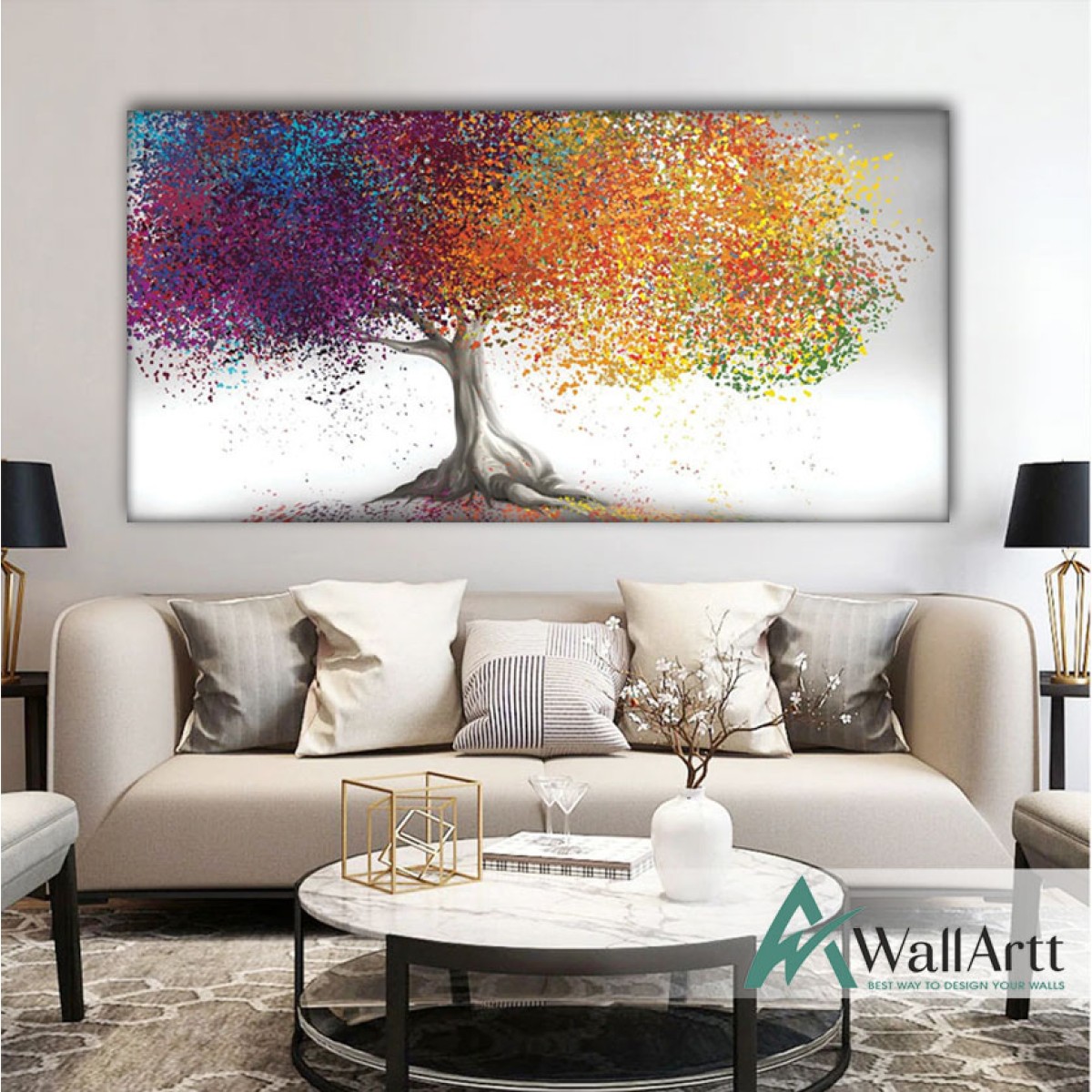 Abstract Colorful Tree II Textured Partial Oil Painting