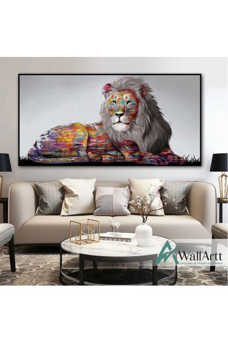 Abstract Lion Textured Partial Oil Painting