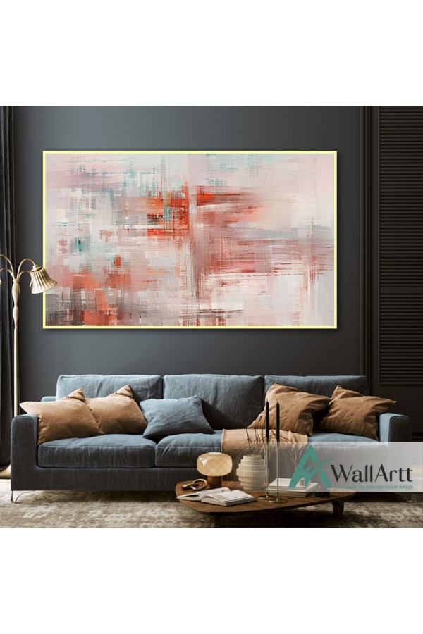 Burned Orange Abstract Textured Partial Oil Painting