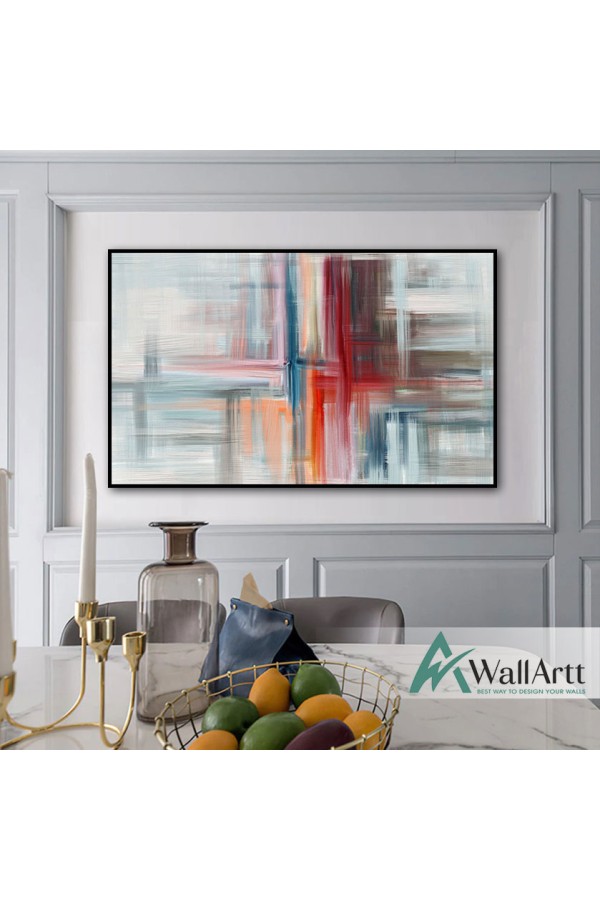 Abstract Fainted Red Textured Partial Oil Painting
