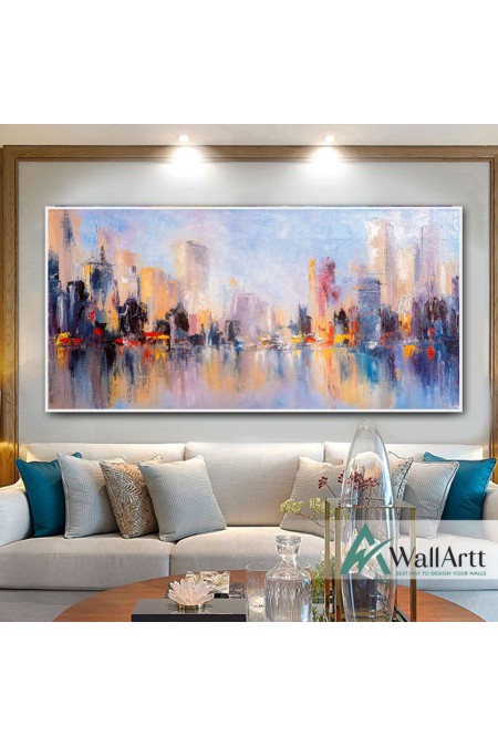 Abstract Orange City Textured Partial Oil Painting