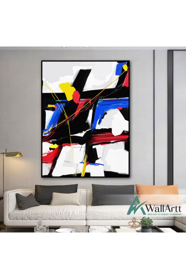 Colours with Black Textured Partial Oil Painting