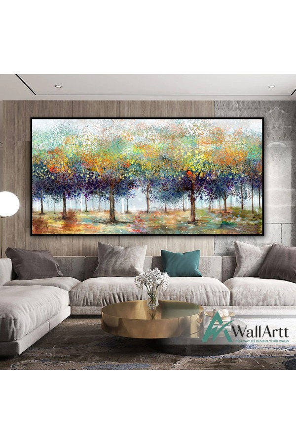 Abstract Colorful Trees Textured Partial Oil Painting