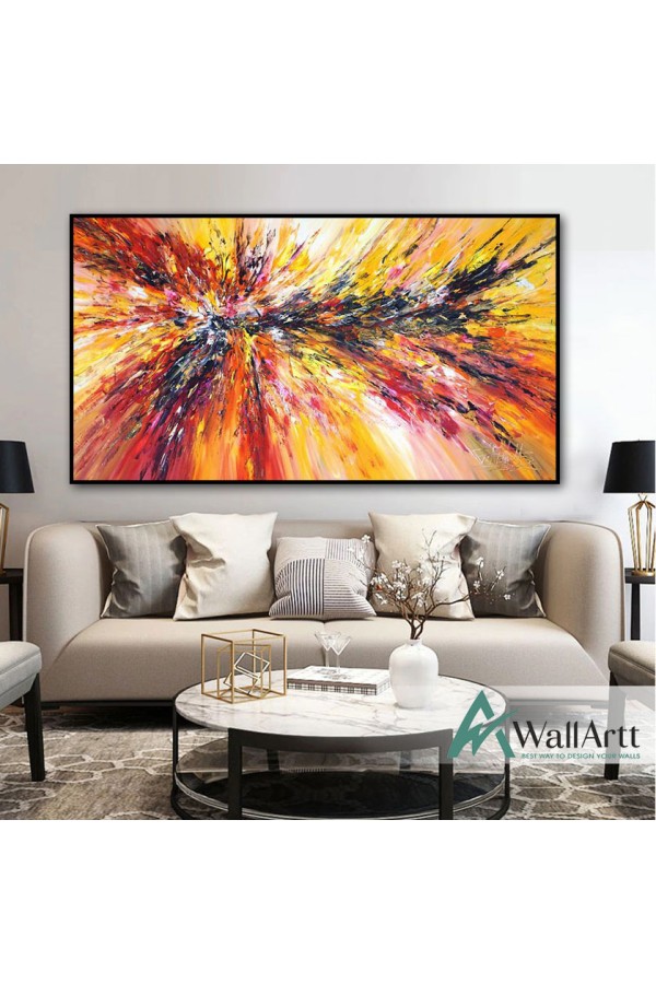 Abstract Orange Explosion Textured Partial Oil Painting