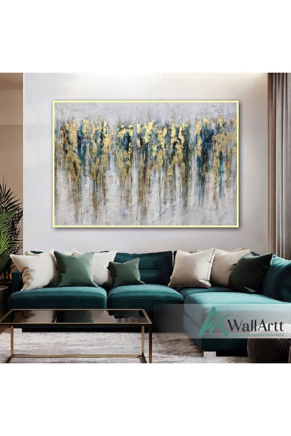 Golden Rain Abstract Textured Partial Oil Painting