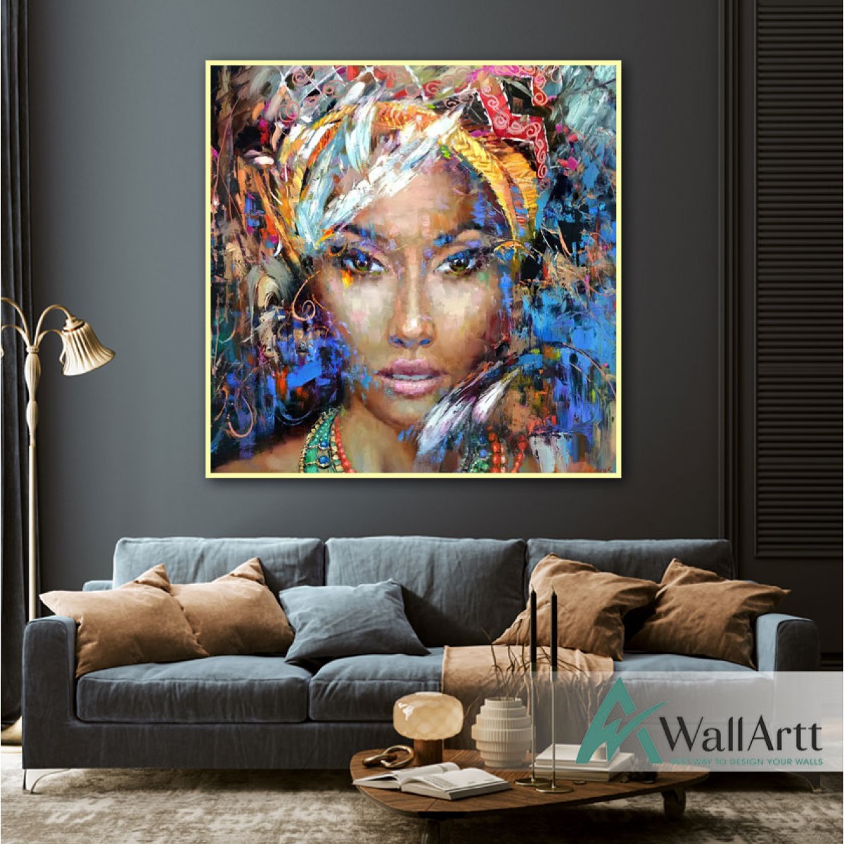 Abstract Woman Face Textured Partial Oil Painting