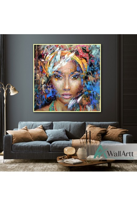 Abstract Woman Face Textured Partial Oil Painting