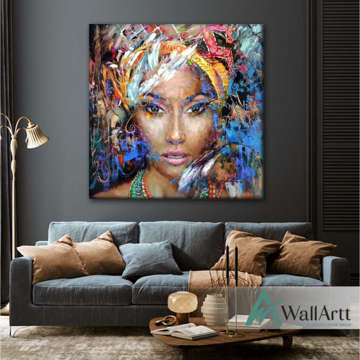 Abstract Woman Face Textured Partial Oil Painting