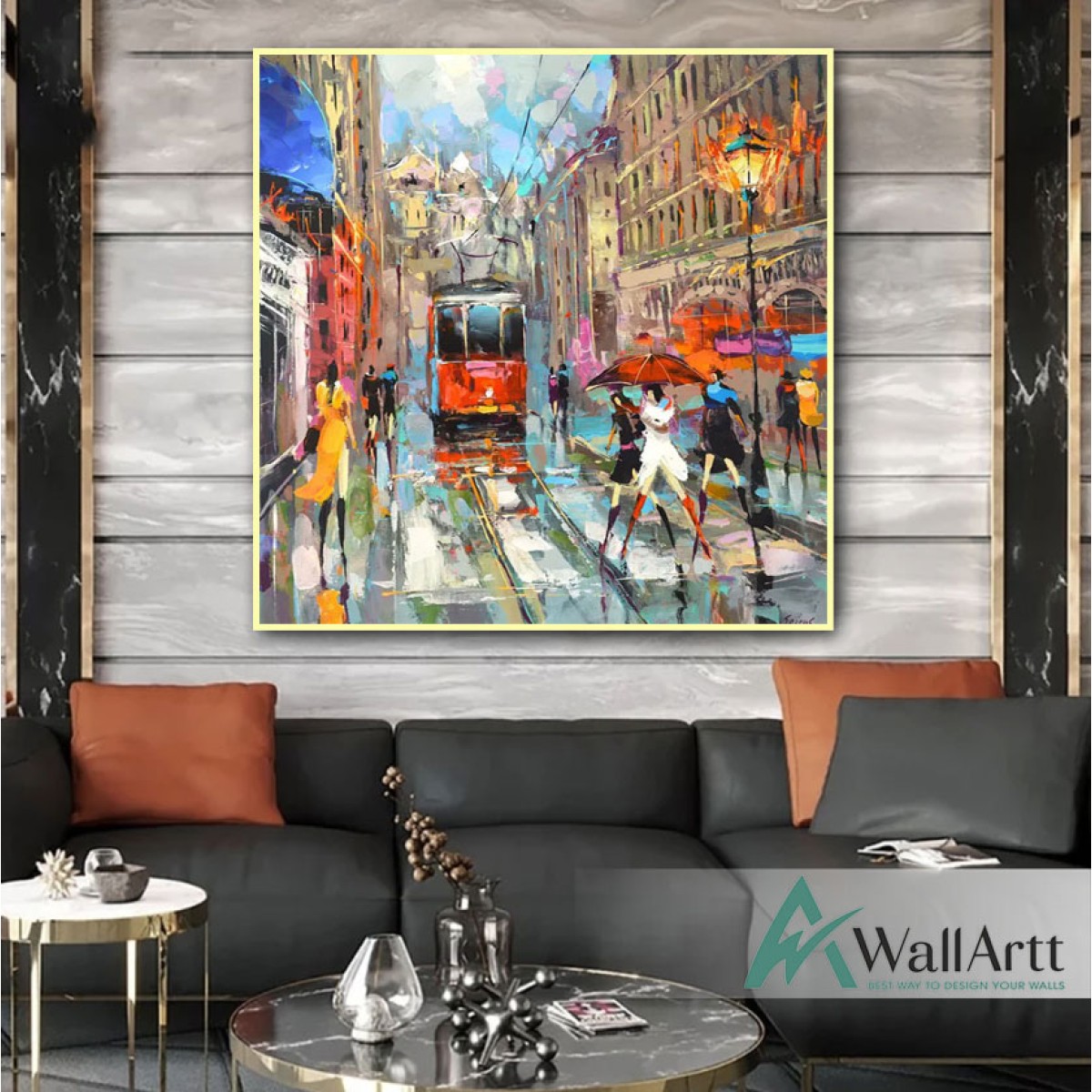 Abstract Street Chaos Textured Partial Oil Painting