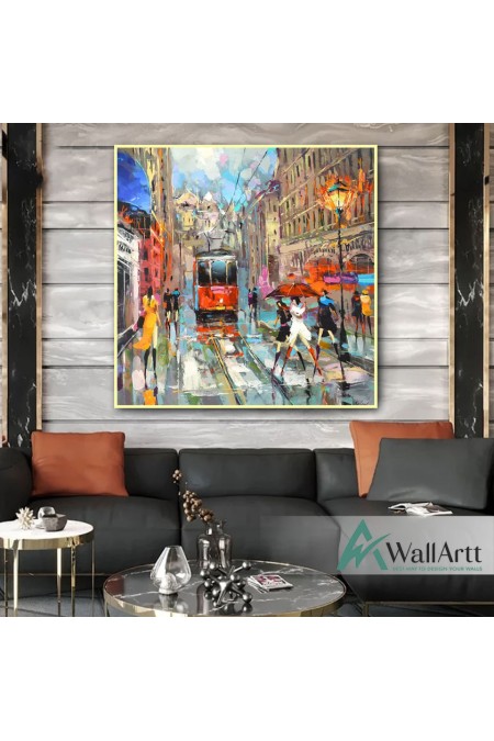 Abstract Street Chaos Textured Partial Oil Painting