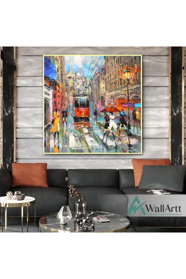 Abstract Street Chaos Textured Partial Oil Painting