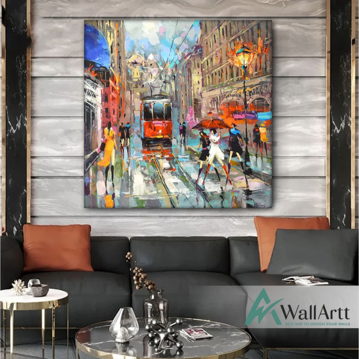 Abstract Street Chaos Textured Partial Oil Painting