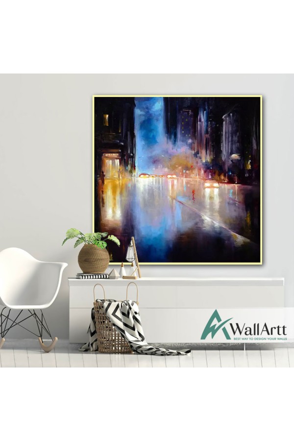 Abstract Street Lights Textured Partial Oil Painting