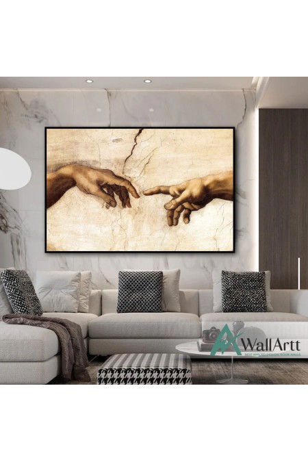 The Creation of Adam Textured Partial Oil Painting