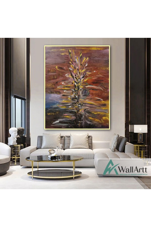 Yellow Abstract Flower Textured Partial Oil Painting