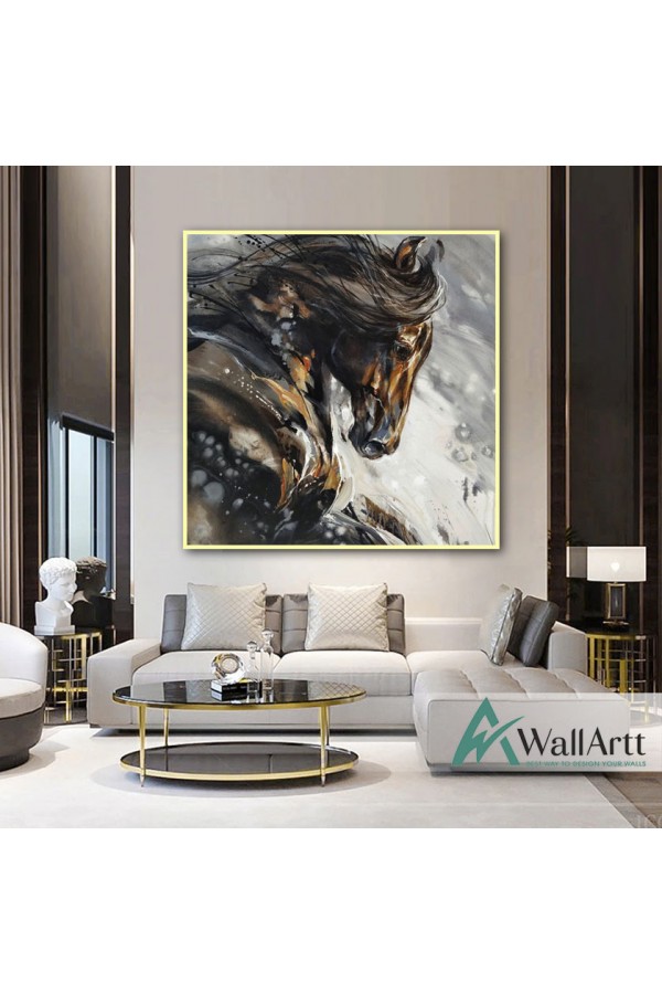 Abstract Stabled Horse Textured Partial Oil Painting