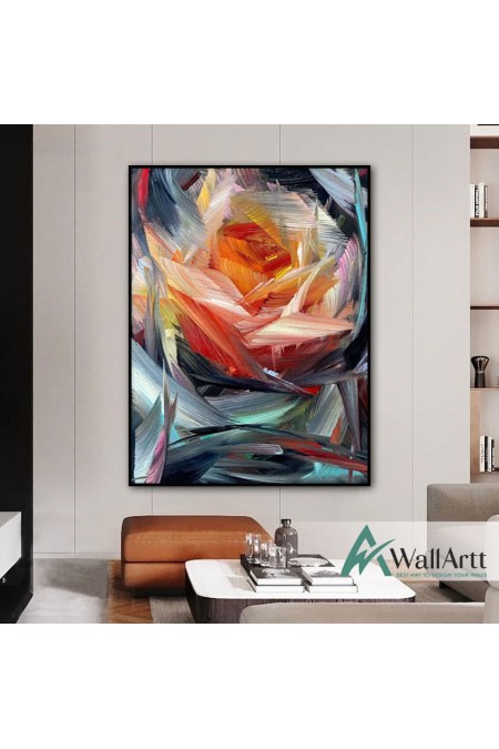 Abstract Orange Rose Textured Partial Oil Painting