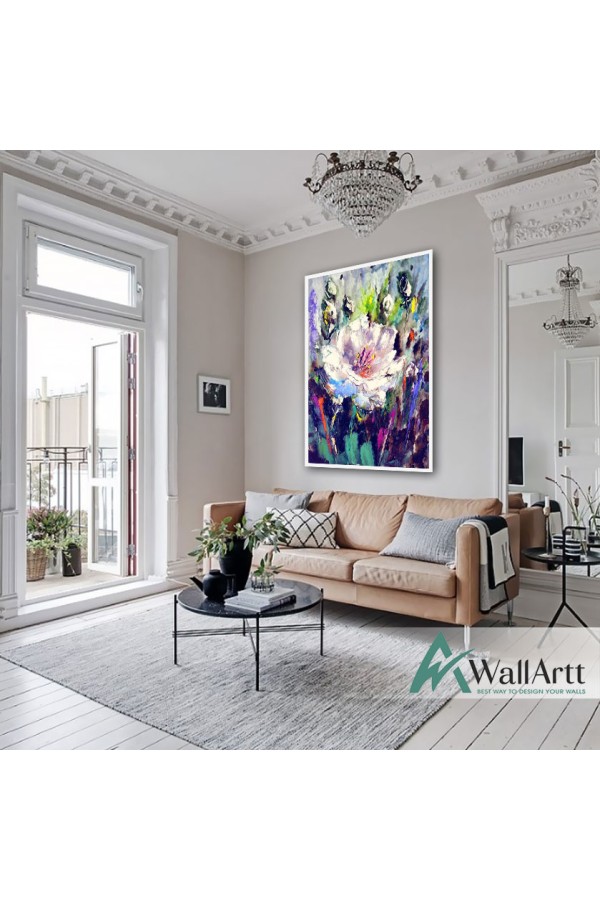 Colorfull Flowers Abstract Textured Partial Oil Painting