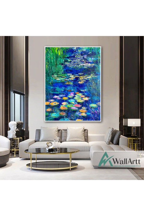Abstract Colorful Water Flowers Textured Partial Oil Painting