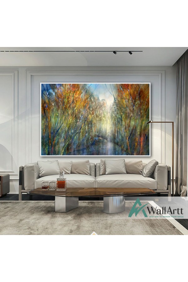Abstract Forest Path Textured Partial Oil Painting