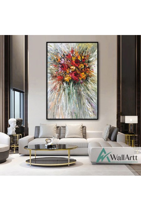 Abstract Flower Bouquet IV Textured Partial Oil Painting