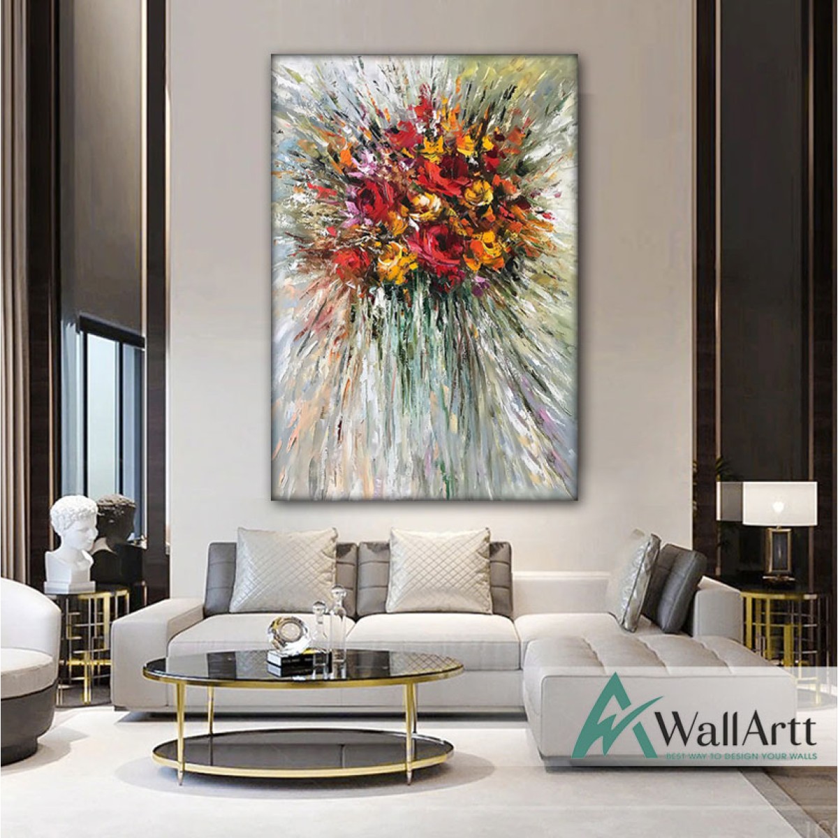 Abstract Flower Bouquet IV Textured Partial Oil Painting