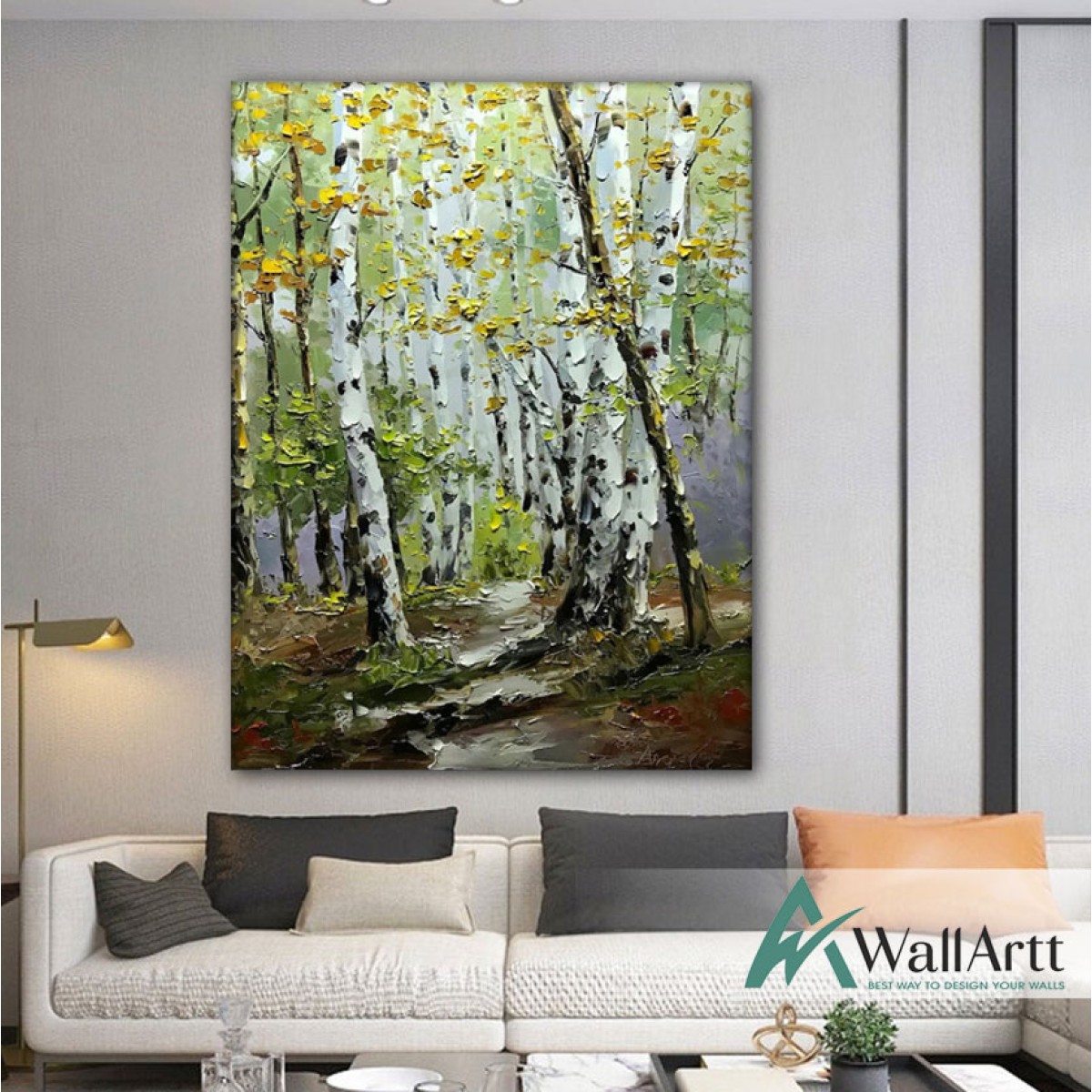 Green Forest Path Textured Partial Oil Painting