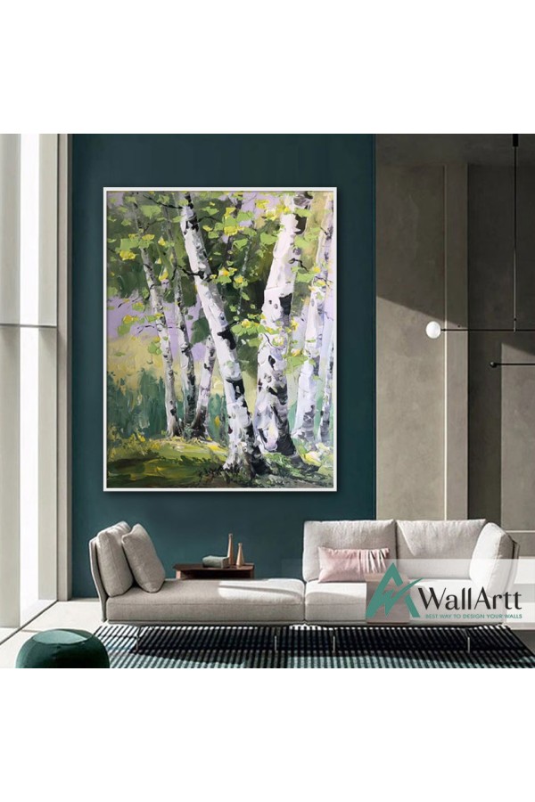 Green Forest Path II Textured Partial Oil Painting