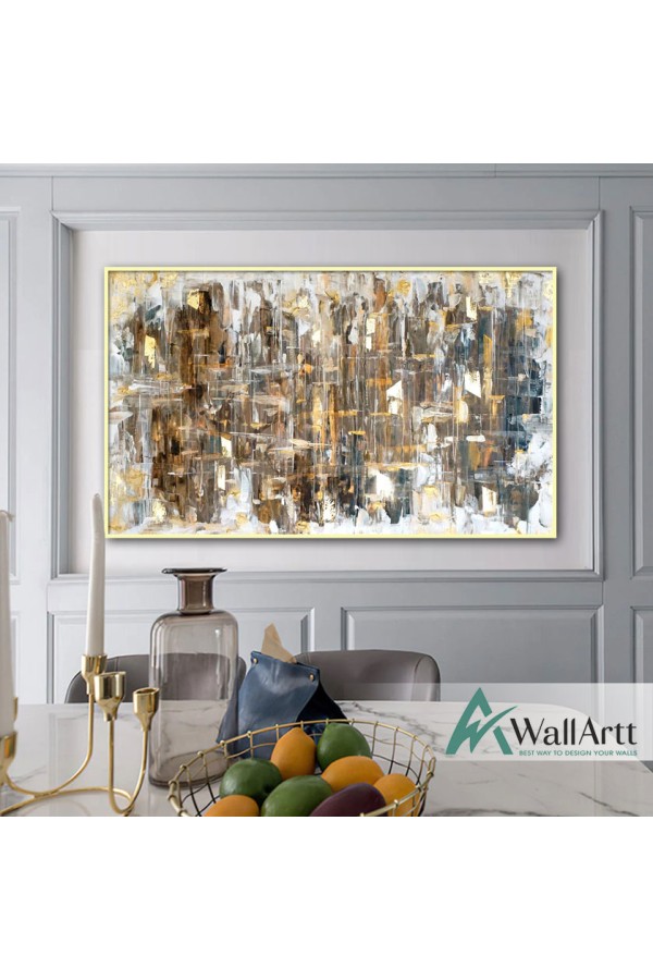 Brown Abstract Textured Partial Oil Painting