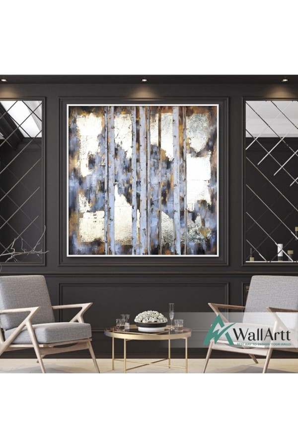 Abstract Gold Bars with Gold Foil Textured Partial Oil Painting