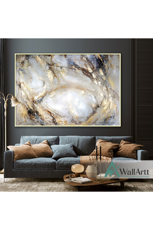 Gold Marble with Foil Textured Partial Oil Painting