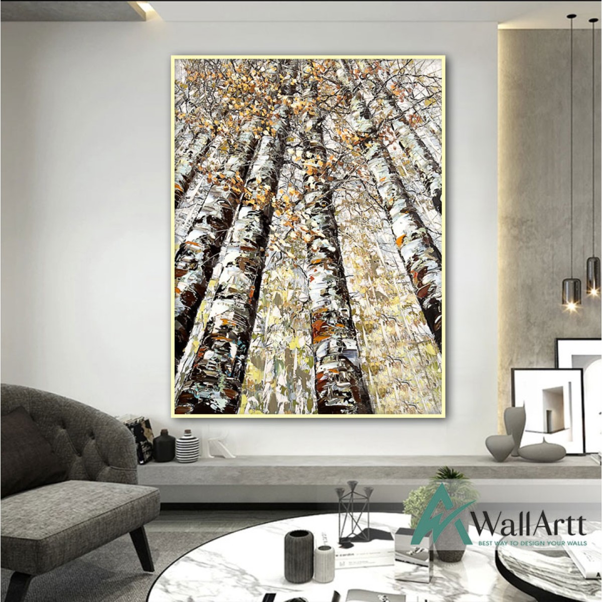Trees in Fall II Textured Partial Oil Painting