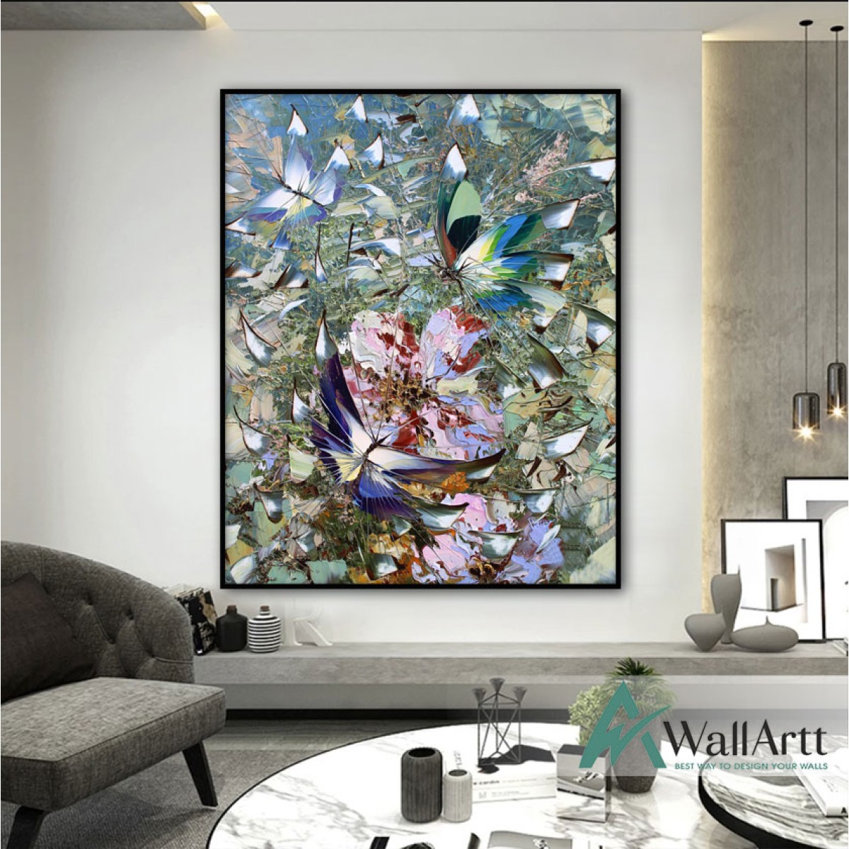 Abstract Butterflies Textured Partial Oil Painting