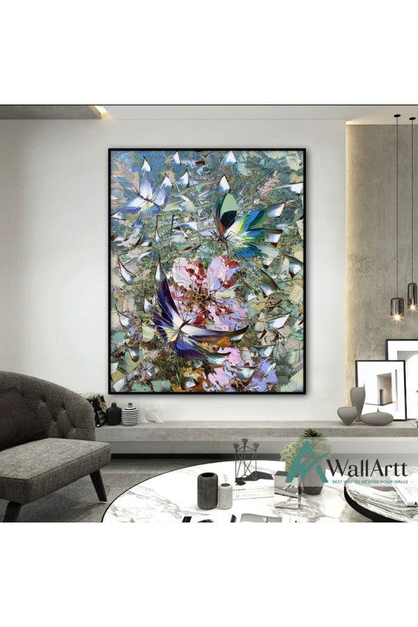 Abstract Butterflies Textured Partial Oil Painting