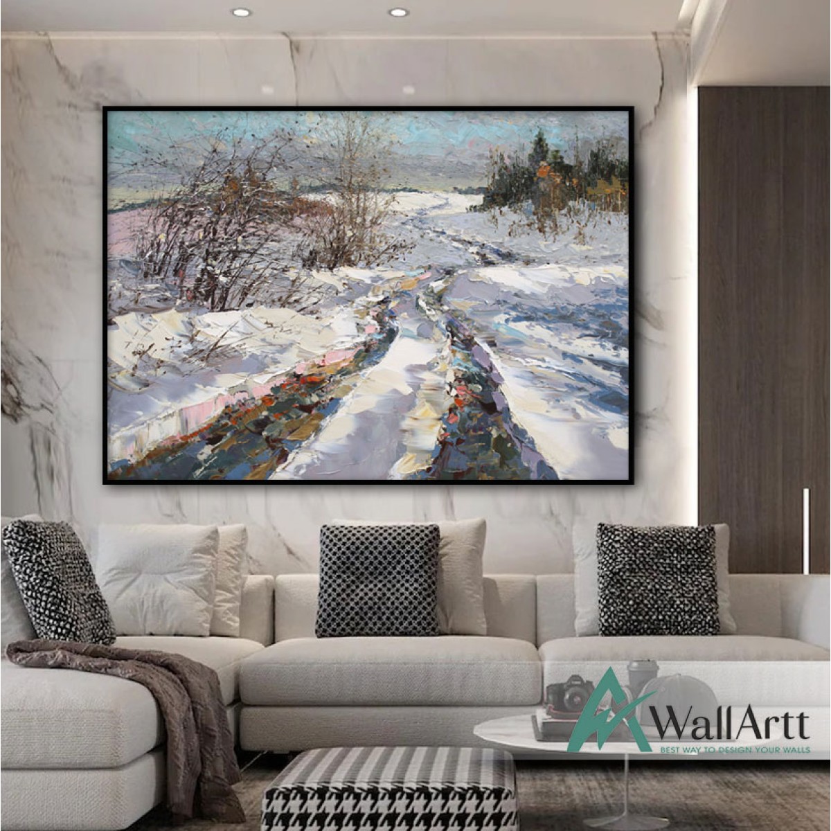 Snowy Roads Textured Partial Oil Painting