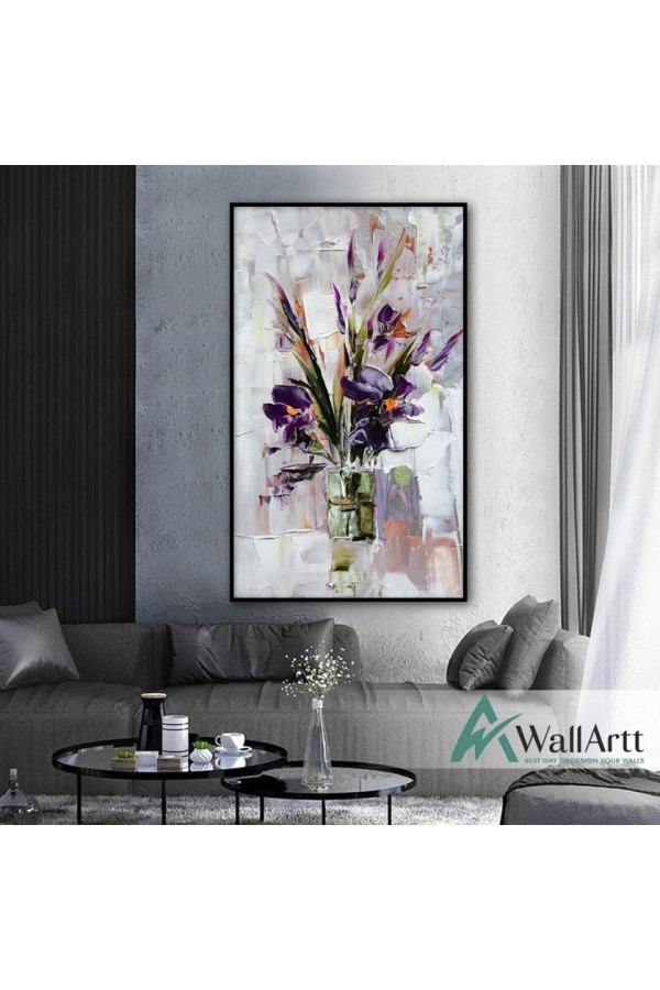 Flowers in Pots Abstract Textured Partial Oil Painting
