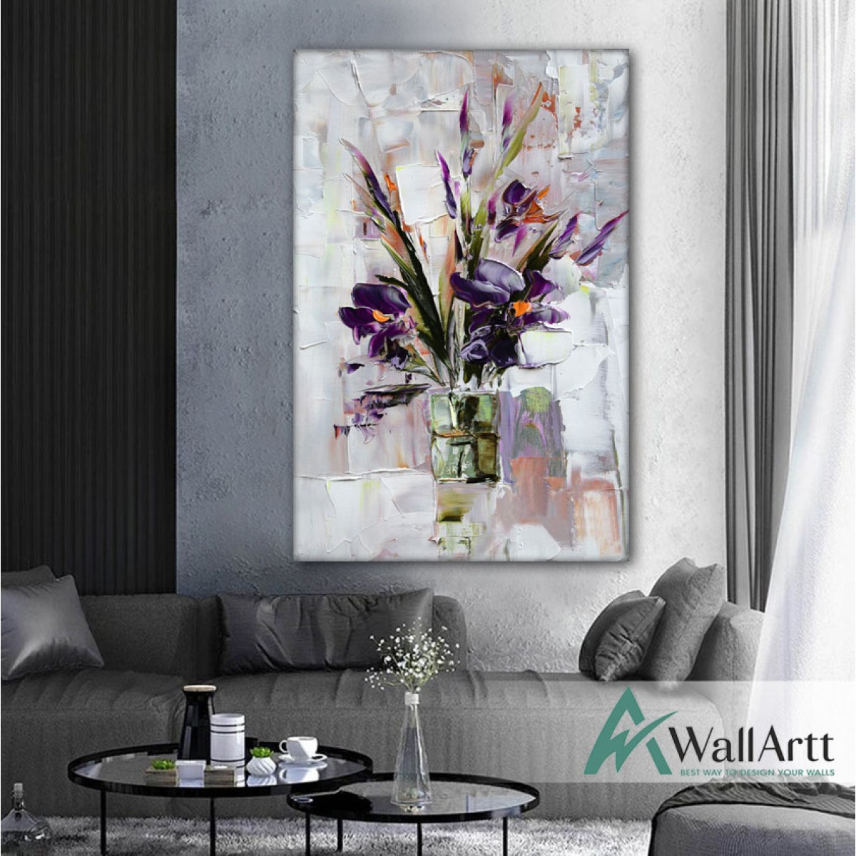 Flowers in Pots Abstract Textured Partial Oil Painting