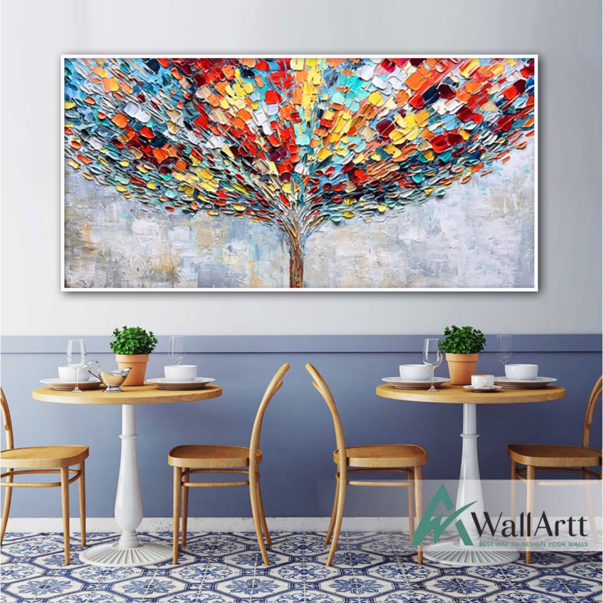 Colorful Abstract Tree Textured Partial Oil Painting