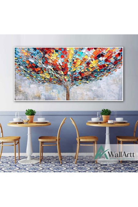 Colorful Abstract Tree Textured Partial Oil Painting