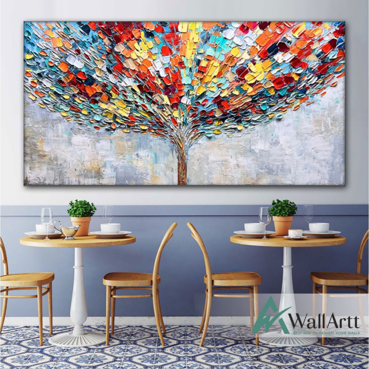 Colorful Abstract Tree Textured Partial Oil Painting