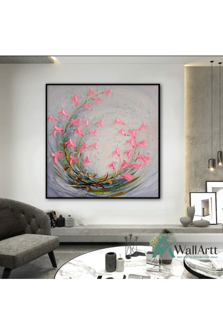 Abstract Pink Flower Tornado Textured Partial Oil Painting
