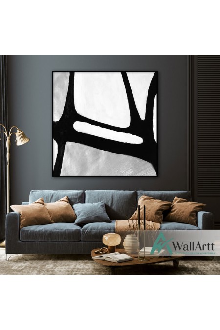 White n Black Abstract I Textured Partial Oil Painting