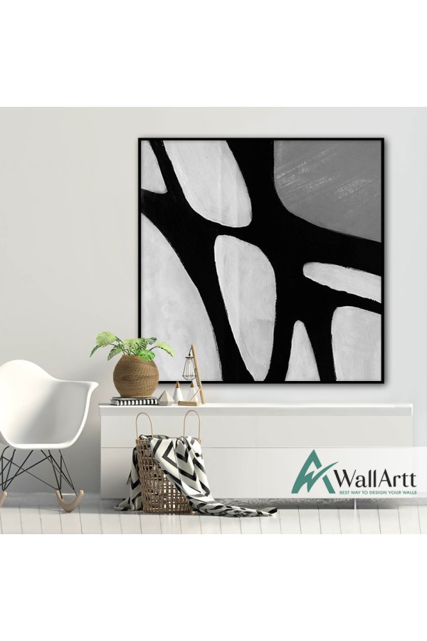 White n Black Abstract II Textured Partial Oil Painting