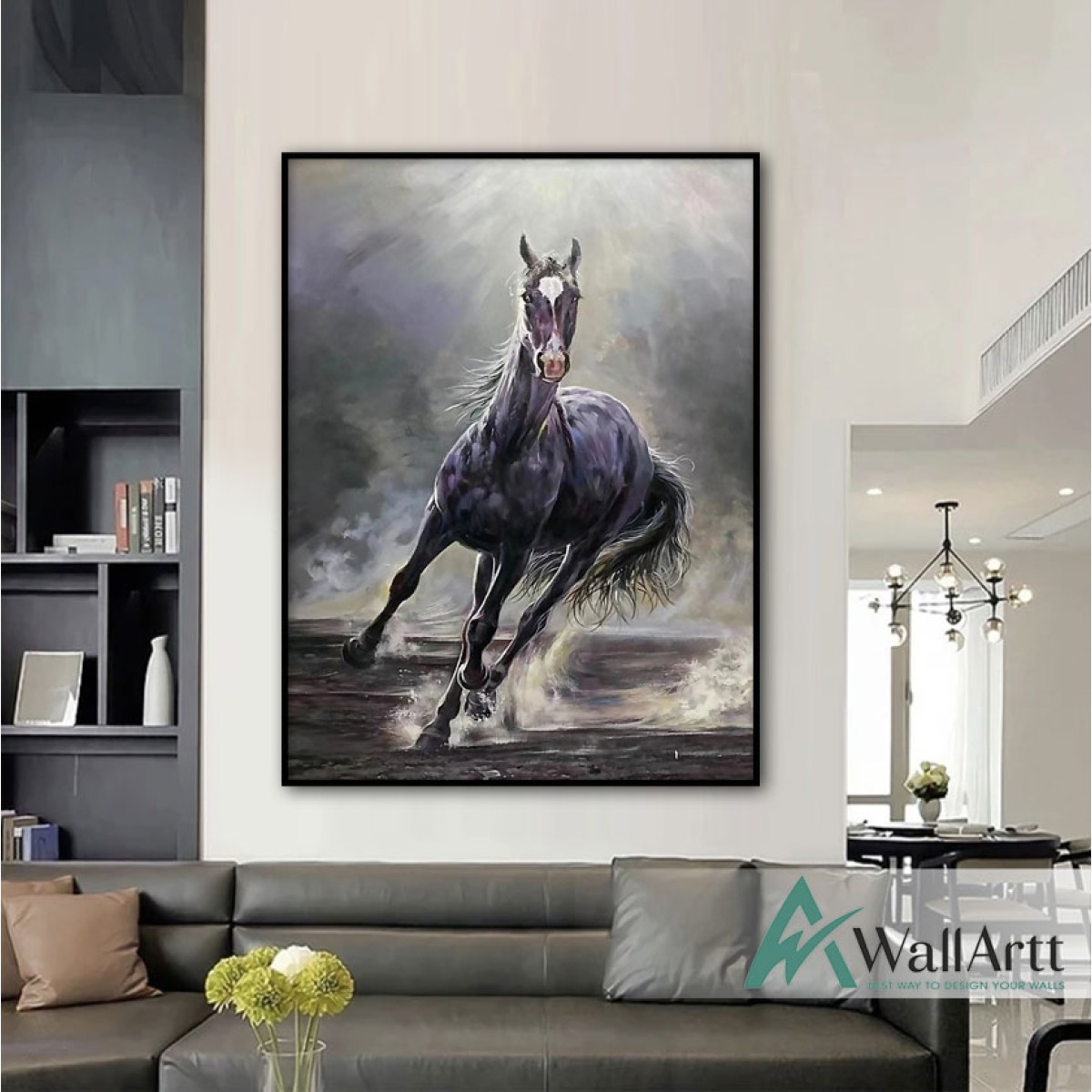 Running Horse Textured Partial Oil Painting