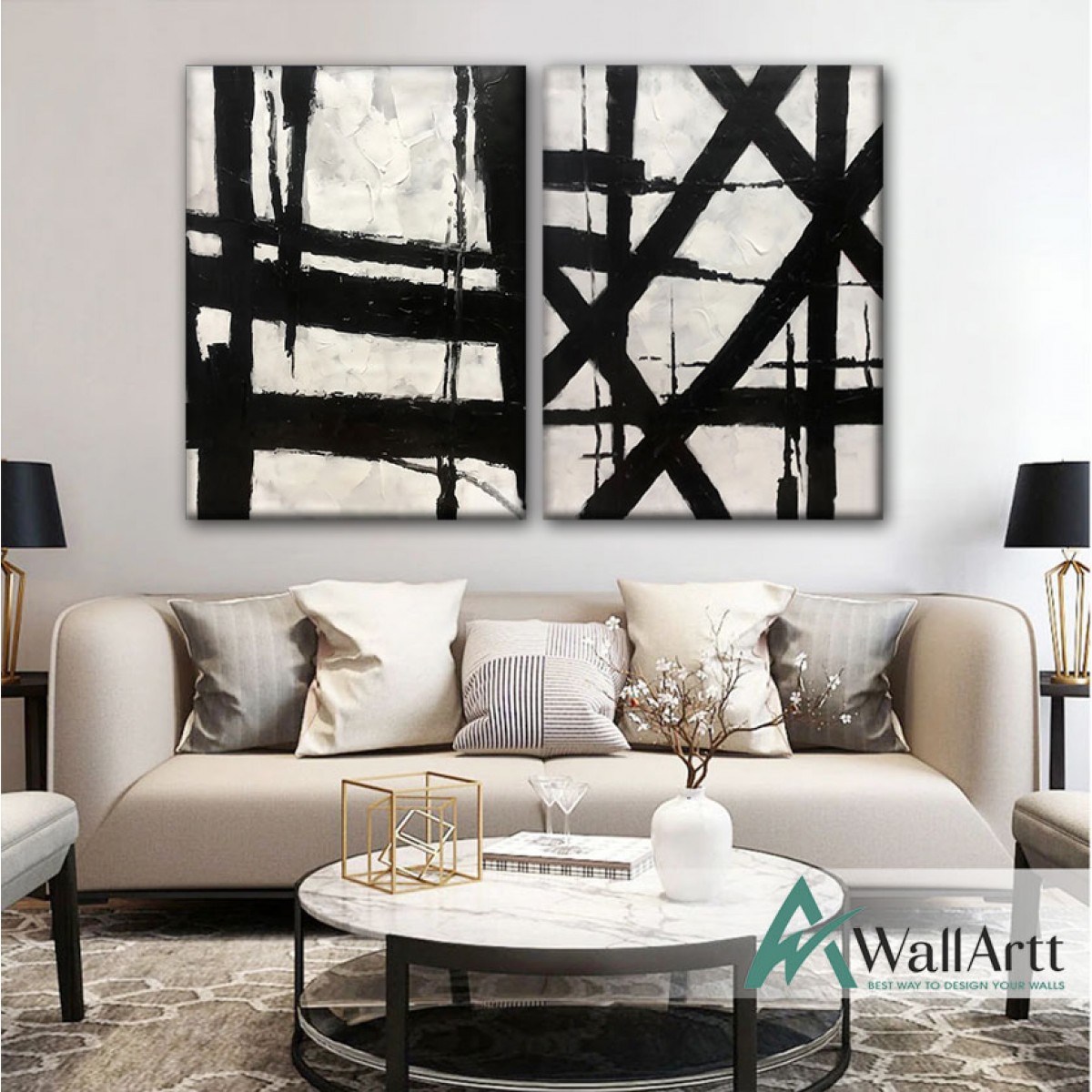 Abstact Stairs 2 Piece Textured Partial Oil Painting